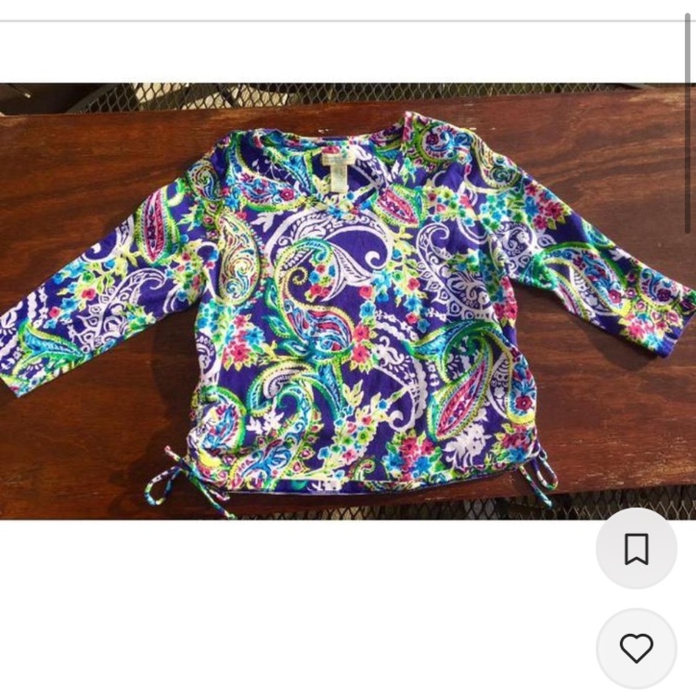 Late 90s Rainbow XLP Caribbean Joe Beach Cabana Paisley Summer Top